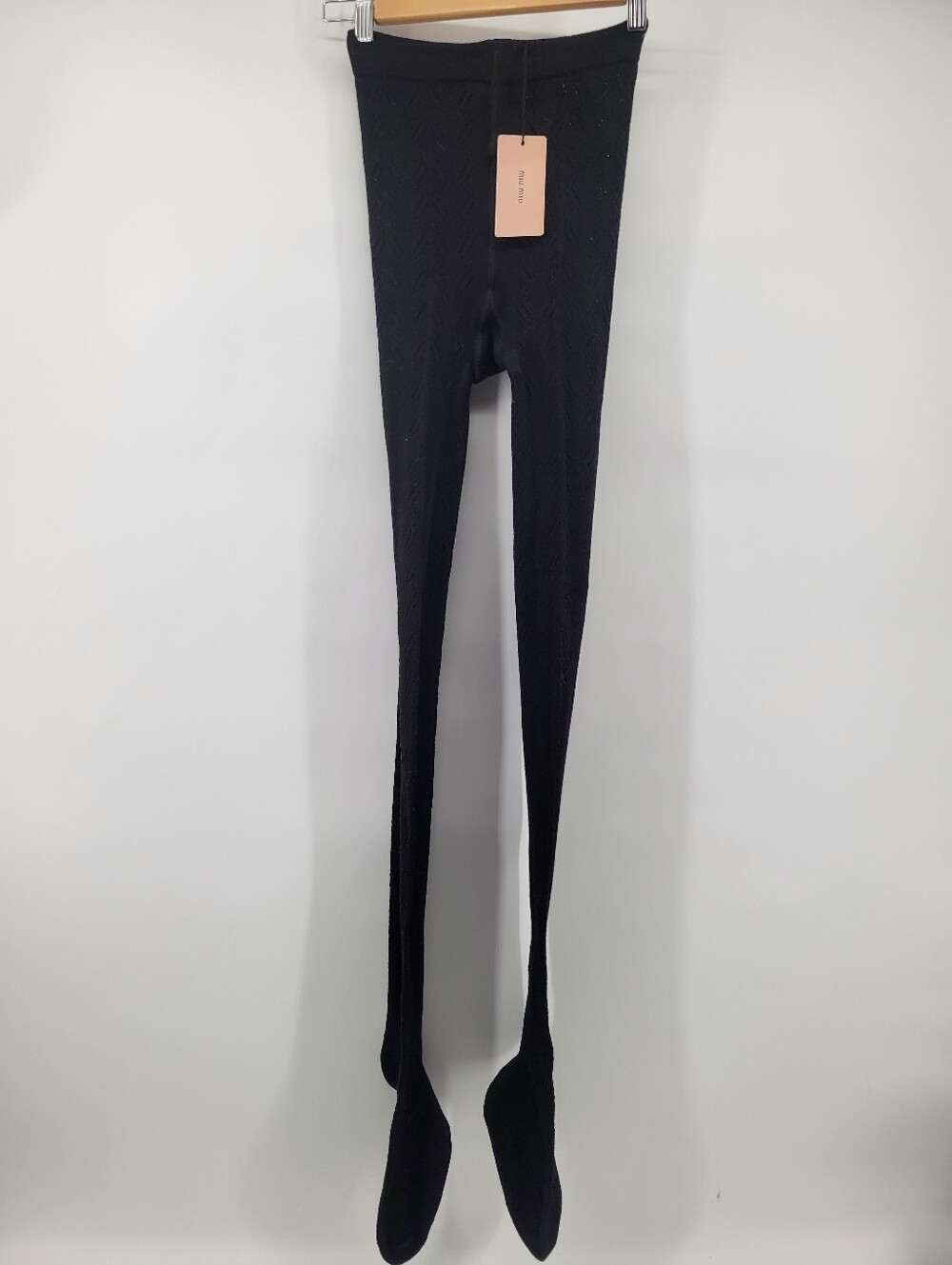 Miu Miu Black Textured Footed Tights